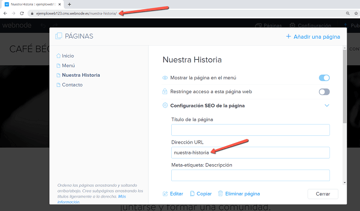 Configurar la URL de tu página web en SEO
